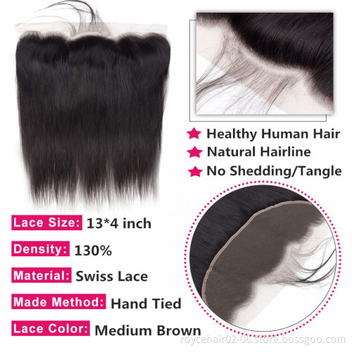 40 Inch 100% Human Hair Mink Peruvian Cuticle Aligned Raw Virgin Straight Bundles with Ear to Ear Frontal Closure